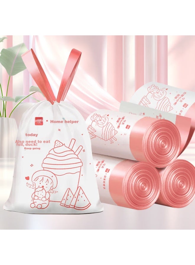 profit Lide Drawstring Garbage Bags, Tear-free, Thickened, Printed, 45cm*50cm, 100 Pieces Per Roll, Hand-held, For Kitchen - Image 1