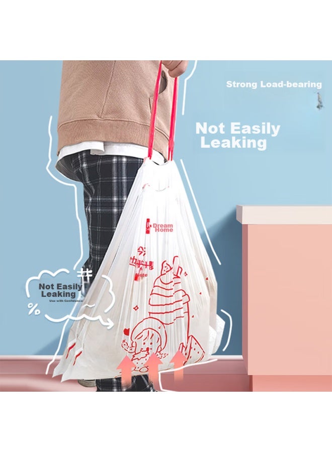 profit Lide Drawstring Garbage Bags, Tear-free, Thickened, Printed, 45cm*50cm, 100 Pieces Per Roll, Hand-held, For Kitchen - Image 4