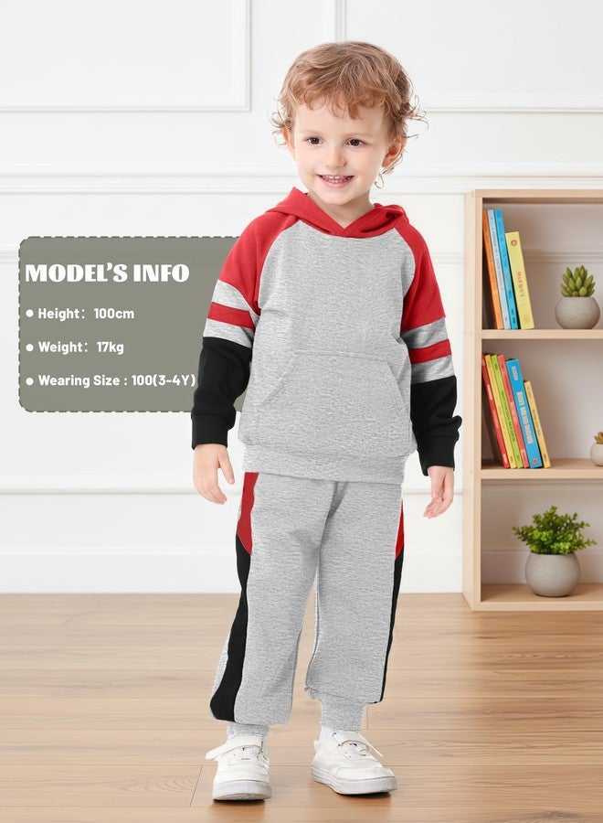 Volunboy Baby Boy Clothes Toddler Cotton Hoodie Jogging Suit Boys Hoodies and Sweatpants Set 2 Piece Outfits (Red, 3-4T) - Image 3
