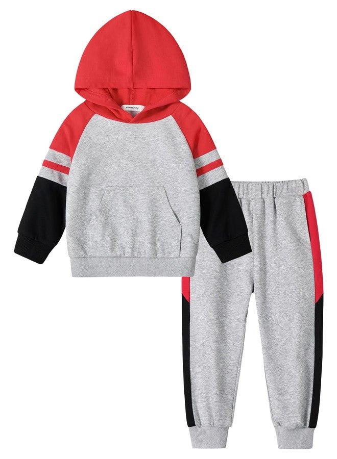 Volunboy Baby Boy Clothes Toddler Cotton Hoodie Jogging Suit Boys Hoodies and Sweatpants Set 2 Piece Outfits (Red, 3-4T) - Image 1