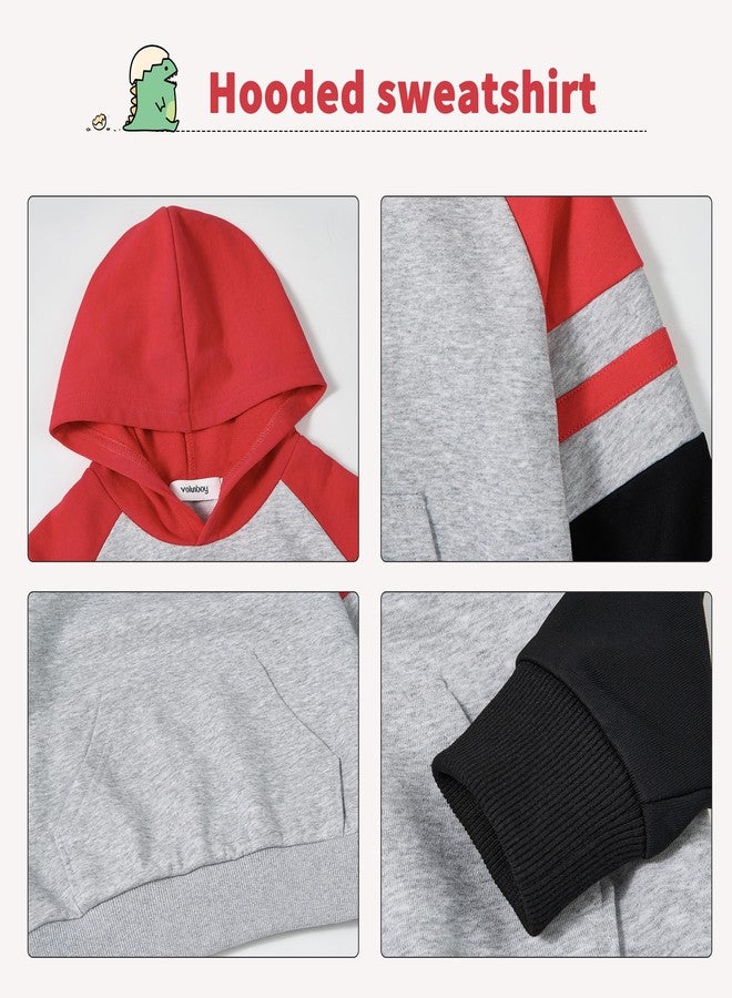 Volunboy Baby Boy Clothes Toddler Cotton Hoodie Jogging Suit Boys Hoodies and Sweatpants Set 2 Piece Outfits (Red, 3-4T) - Image 4