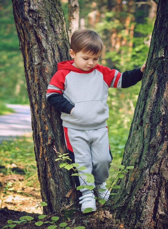 Volunboy Baby Boy Clothes Toddler Cotton Hoodie Jogging Suit Boys Hoodies and Sweatpants Set 2 Piece Outfits (Red, 3-4T) - Image 2