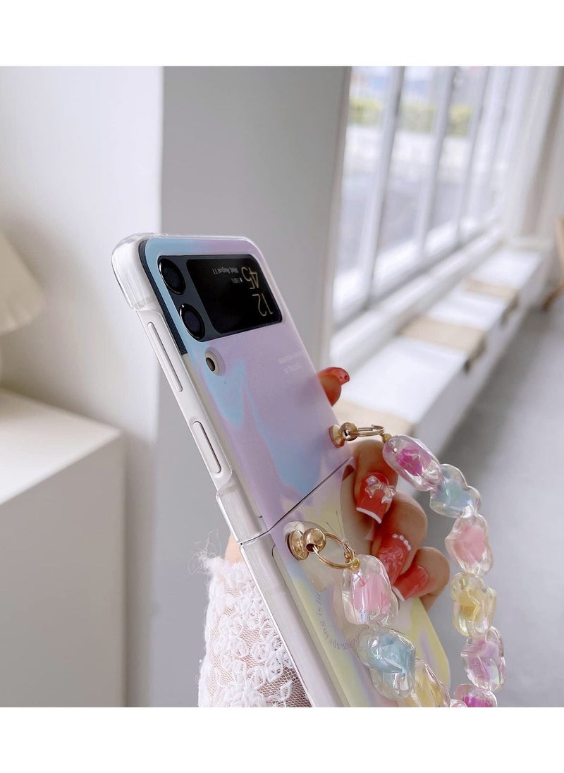 KASTWAVE Case for Samsung Galaxy Z Flip 3 Case with Hand Strap, Purple Butterfly Cute, Fashion Women Girls Clear Hard PC Scratch-Resistant Protective Case with Strap - Image 5