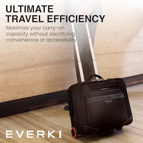 EVERKI Journey 16-Inch Laptop Trolley Rolling Briefcase for Business Professionals – Travel-Friendly Carry-On Laptop Bag, Lightweight Office Bag with Wheels, Roller Laptop Briefcase, Black (EKB440) - Image 2