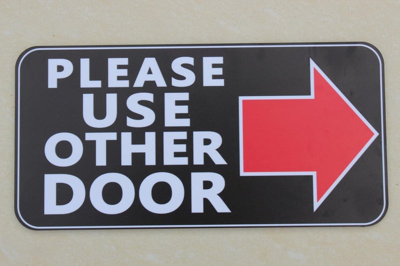 Meijiafei OutdoorIndoor 4x8PLEASE USE OTHER DOOR Sign For Business Store Shop Cafe Office Restaurant Arrow Right - Image 1