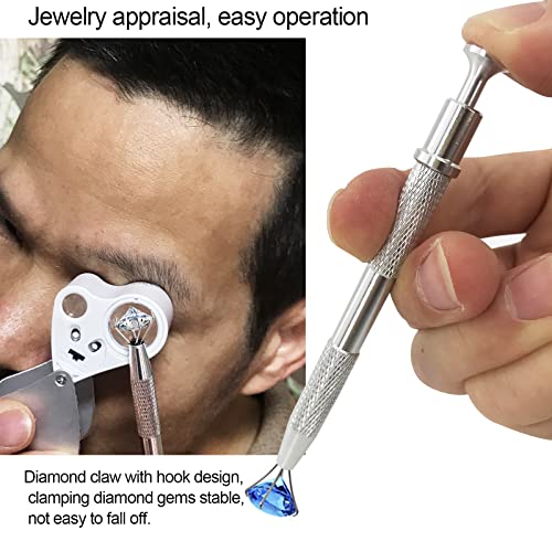 CC LOT 4 Pack Diamond Jewelers Tweezers Holder Pick up Tool Claw Gems Tweezer Grabber Jewelry Locking Tweezers with 30X 60X Jewelers Loupe Magnifier - Image 2