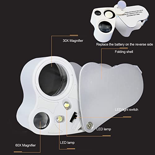 CC LOT 4 Pack Diamond Jewelers Tweezers Holder Pick up Tool Claw Gems Tweezer Grabber Jewelry Locking Tweezers with 30X 60X Jewelers Loupe Magnifier - Image 5