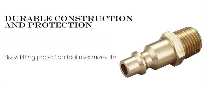 قطعتان من وصلات خرطوم الهواء وقابس توصيل الهواء، طقم قابس توصيل سريع لضاغط الهواء MNPT ذكر (نوع صناعي D، سن ذكر NPT 1/4 بوصة، نحاس صلب) - Image 3