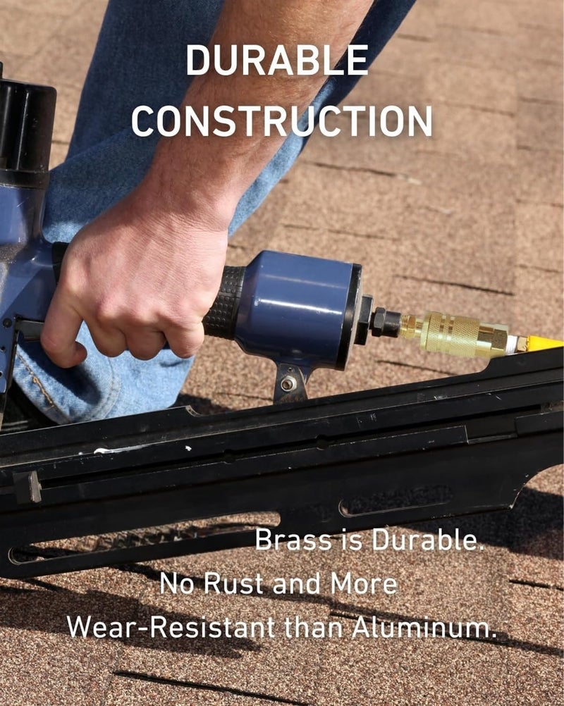 قطعتان من وصلات خرطوم الهواء وقابس توصيل الهواء، طقم قابس توصيل سريع لضاغط الهواء MNPT ذكر (نوع صناعي D، سن ذكر NPT 1/4 بوصة، نحاس صلب) - Image 5