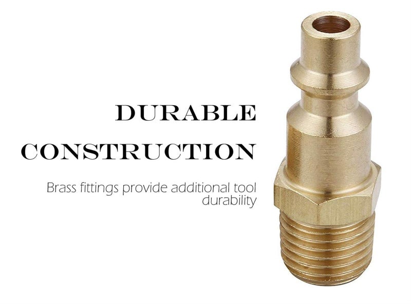 قطعتان من وصلات خرطوم الهواء وقابس توصيل الهواء، طقم قابس توصيل سريع لضاغط الهواء MNPT ذكر (نوع صناعي D، سن ذكر NPT 1/4 بوصة، نحاس صلب) - Image 2