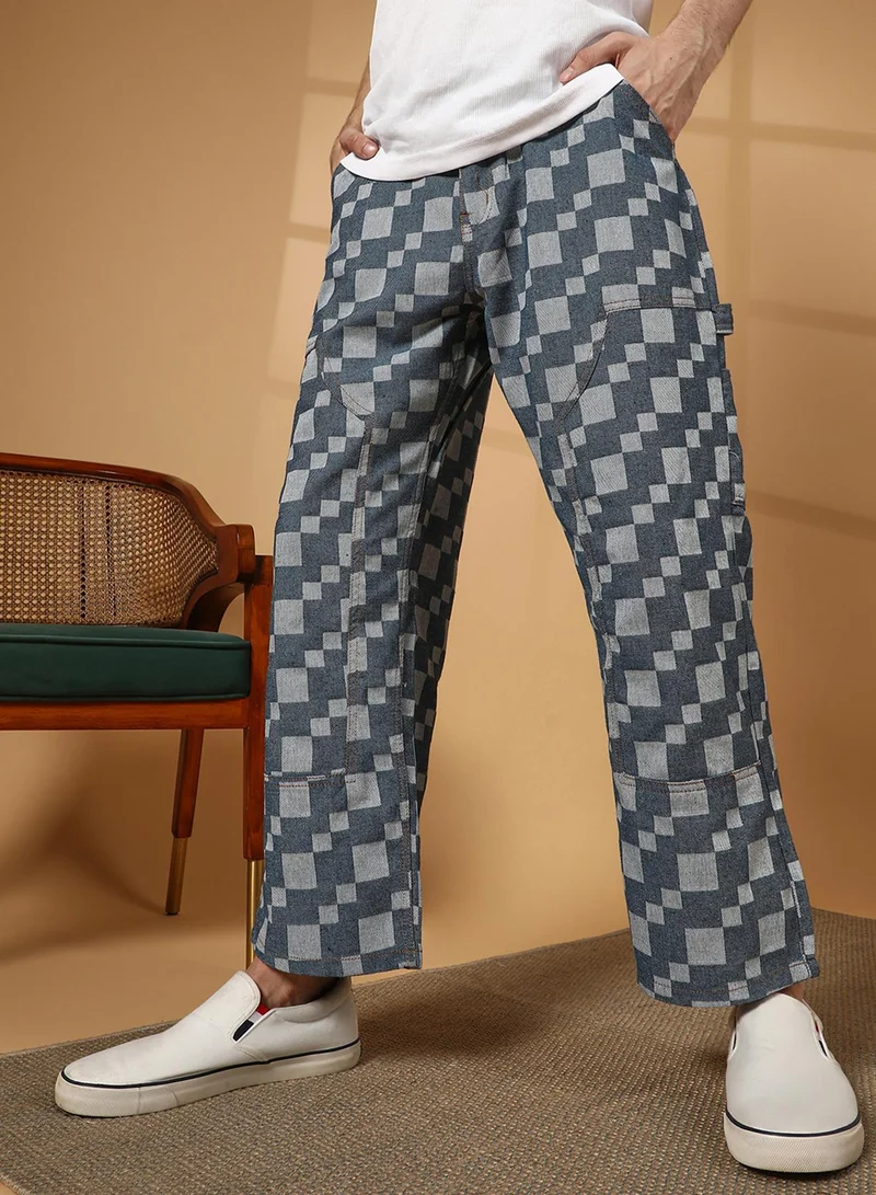 Men's Navy Blue Cubic Straight-Fit Denim Jeans For Casual Wear | Dark-Wash | Mid-Rise | Button & Zip Closure | Denim Jeans Crafted With Comfort Fit For Everyday Wear