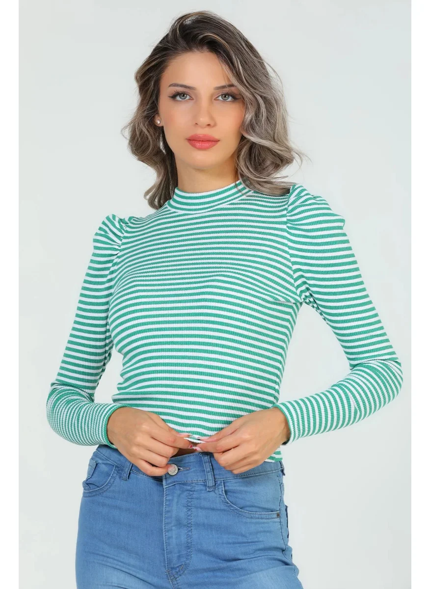 Gülseli Gulseli Women Princess Sleeve Striped Body Blouse