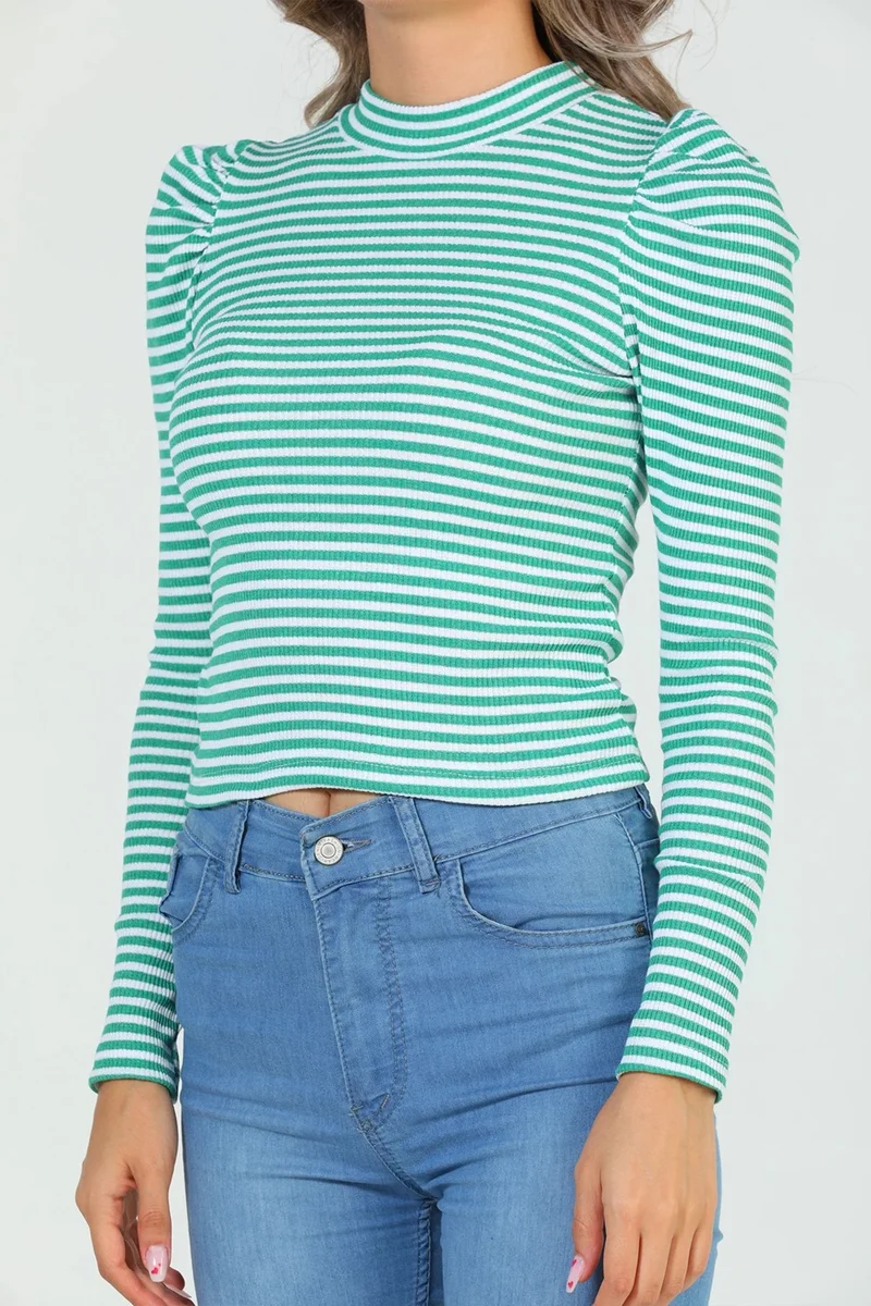 جولسلي Gulseli Women Princess Sleeve Striped Body Blouse
