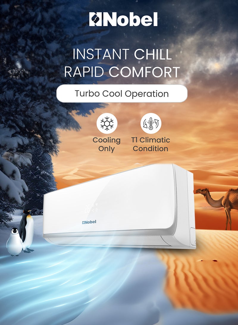 Nobel Split Ac 12000Btu T1 Rotary R410A Remote Control Series 0 With Pipe Kit NSAC12C White - Image 3