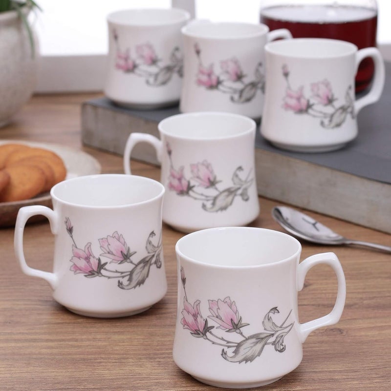Clay Craft Bone China Multicolor TeaCoffee CupMugs Set of 6 Cups with Premium Design Tea Cup Set of 6 Microwave Dishwasher Safe Coffee Mug for Office Cups Set of 6 Ideal for Gifting - Image 1