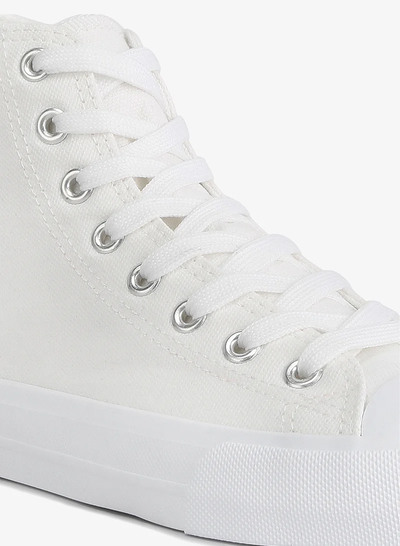 London Rag  Solid Canvas High Top Sneakers in White for Women | Best Price UAE