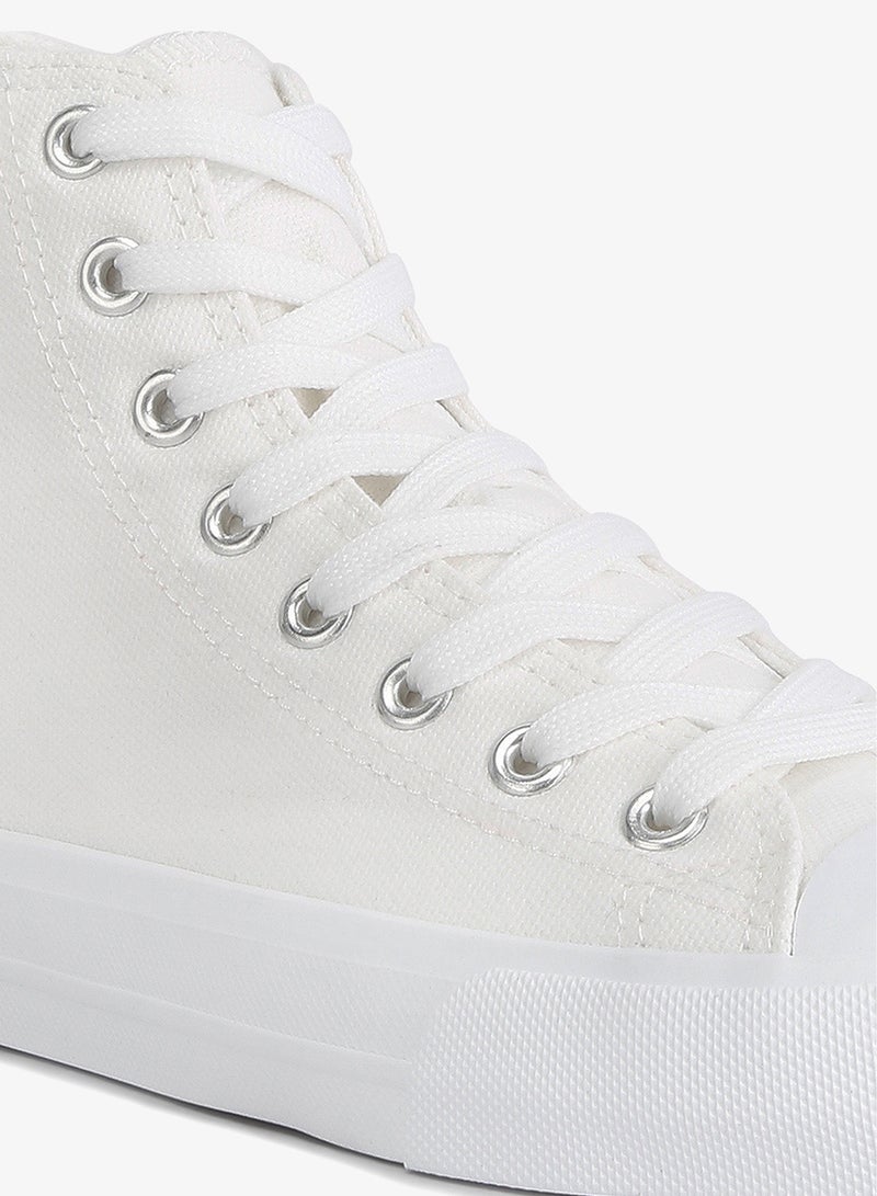 London Rag Solid Canvas High Top Sneakers in White - Image 5