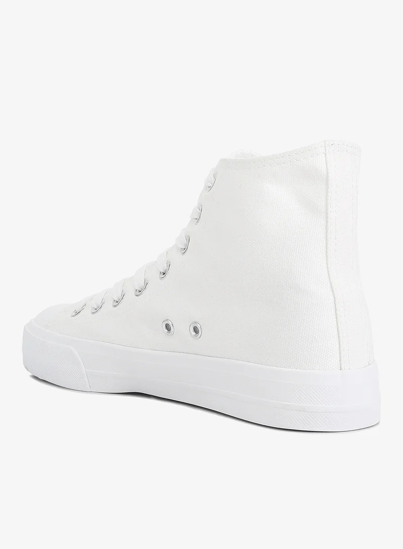 London Rag  Solid Canvas High Top Sneakers in White for Women | Best Price UAE