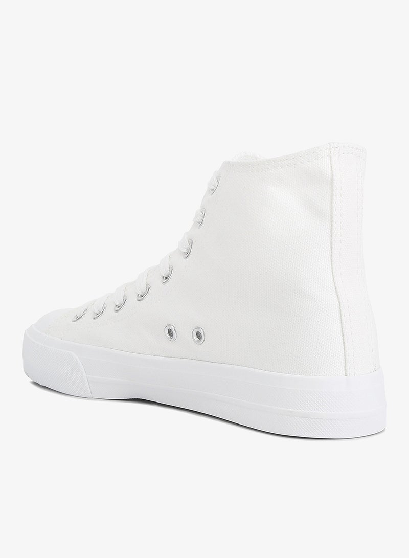 London Rag Solid Canvas High Top Sneakers in White - Image 3