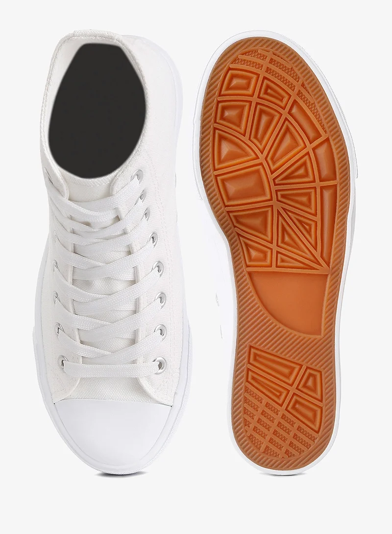 London Rag  Solid Canvas High Top Sneakers in White for Women | Best Price UAE