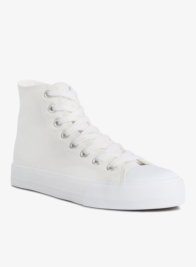 London Rag Solid Canvas High Top Sneakers in White - Image 2