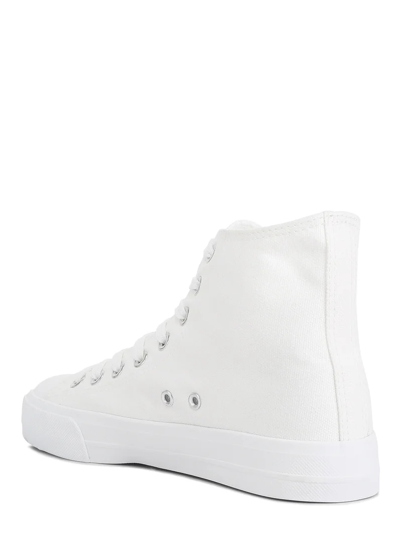 London Rag Solid Canvas High Top Sneakers in White