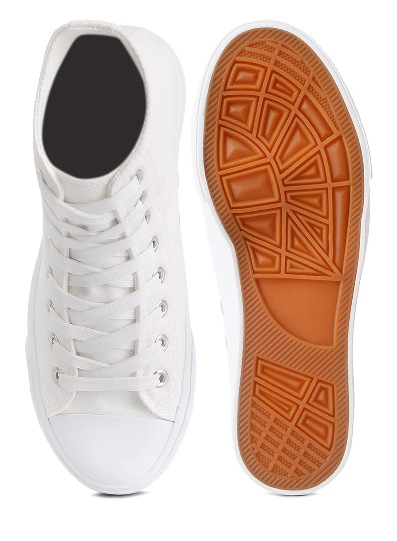 London Rag Solid Canvas High Top Sneakers in White