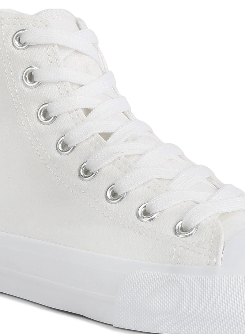 London Rag Solid Canvas High Top Sneakers in White