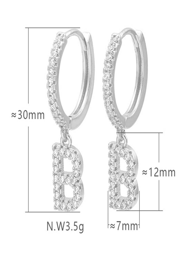 Candyfancy Initial Dangle Hoop Earrings Silver Cubic Zirconia Alphabet Drop Earrings Dainty Hinged Huggie Earrings 26 Letters A To Z - Image 5