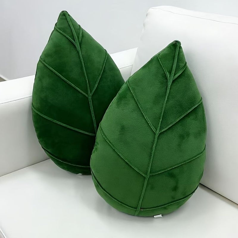2 Pcs Leaf Shaped Cushion Decorative Pillow For Home Sofa Support Lumbar Back Pillow Minimalist Solid Color Design - Image 2