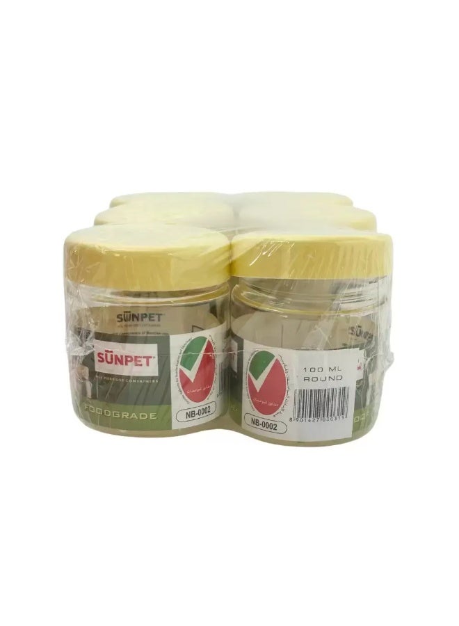 Sunpet Multipurpose Small Top Yellow Plastic Small Food Storage Container- 6X100ml - Image 2