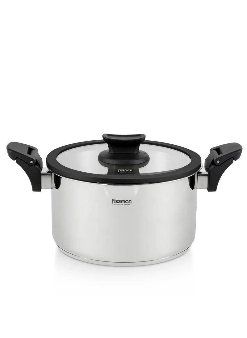 Stockpot With Glass Lid Stainless Steel, Multi-Layer Capsule Induction Bottom With Drain Spouts Transparent Lid, Damage-Resistant Glass Lid With Steam Release (18x11 cm/2.5 LTR)