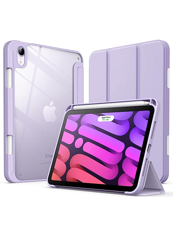 Jetech حافظة لجهاز iPad mini 6 (موديل 2021 مقاس 8.3 بوصة) مع حامل قلم، غطاء خلفي شفاف شفاف مع حامل رفيع مقاوم للصدمات، خاصية الاستيقاظ/السكون التلقائي (أرجواني فاتح) - Image 1