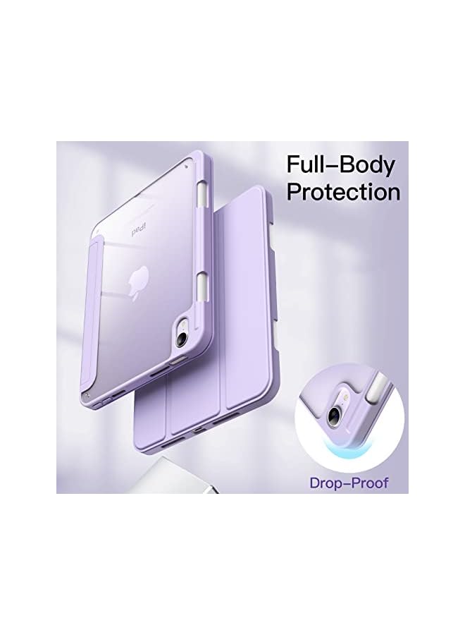 Jetech حافظة لجهاز iPad mini 6 (موديل 2021 مقاس 8.3 بوصة) مع حامل قلم، غطاء خلفي شفاف شفاف مع حامل رفيع مقاوم للصدمات، خاصية الاستيقاظ/السكون التلقائي (أرجواني فاتح) - Image 3