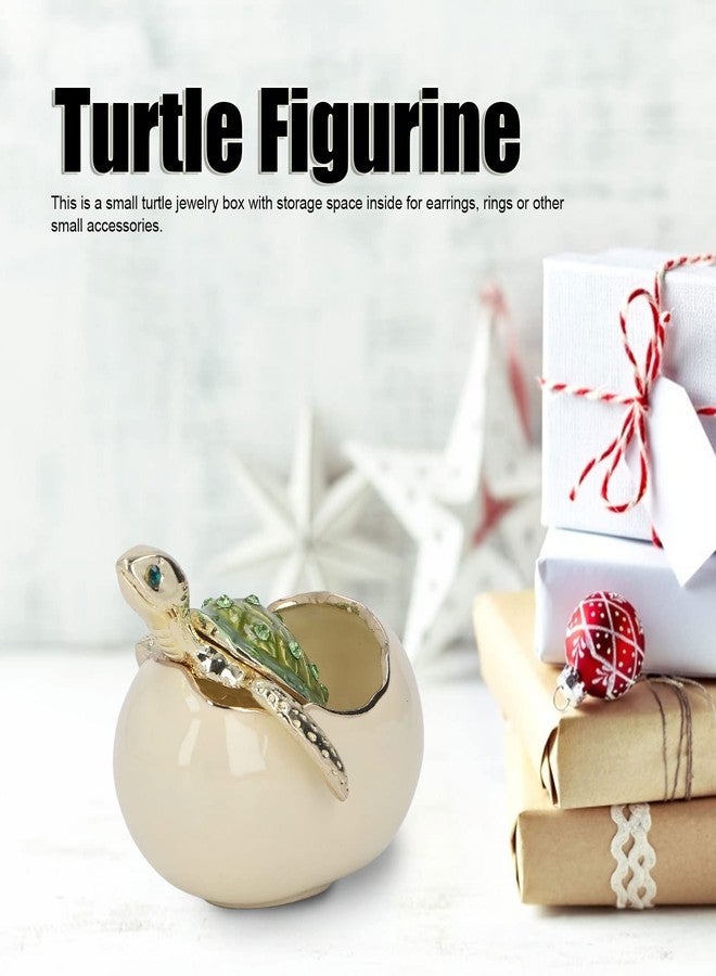 ماكسمارت علبة مجوهرات على شكل سلاحف من ماكس مارت، مصنوعة يدويًا من سبائك الزنك الخضراء، على شكل سلحفاة صغيرة، علبة مجوهرات حرفية للأقراط والقلائد المعدنية، مناسبة للفتيات والسيدات - Image 2