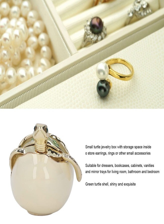 ماكسمارت علبة مجوهرات على شكل سلاحف من ماكس مارت، مصنوعة يدويًا من سبائك الزنك الخضراء، على شكل سلحفاة صغيرة، علبة مجوهرات حرفية للأقراط والقلائد المعدنية، مناسبة للفتيات والسيدات - Image 3