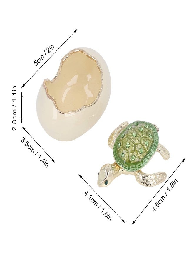 ماكسمارت علبة مجوهرات على شكل سلاحف من ماكس مارت، مصنوعة يدويًا من سبائك الزنك الخضراء، على شكل سلحفاة صغيرة، علبة مجوهرات حرفية للأقراط والقلائد المعدنية، مناسبة للفتيات والسيدات - Image 5
