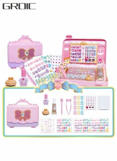 GROIC Girls Nail DIY Art Kit, 24 Piece Nail Patch Princess DIY Waterproof Nail Art Kit, Nail Art Tote Box, Nail Stickers and Multiple Tools  - Image 1