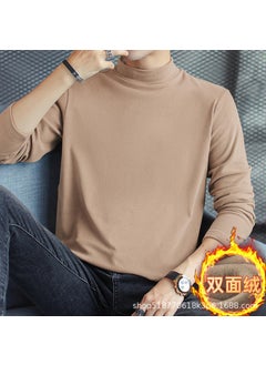Generic Develvet constant temperature thermal underwear fleece-lined thickened inner mens bottoming shirt half turtleneck long sleeve T-shirt autumn clothes Winter Dark green  - Image 4