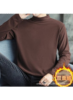 Generic Develvet constant temperature thermal underwear fleece-lined thickened inner mens bottoming shirt half turtleneck long sleeve T-shirt autumn clothes Winter Dark green  - Image 2