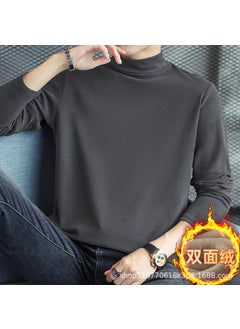 Generic Develvet constant temperature thermal underwear fleece-lined thickened inner mens bottoming shirt half turtleneck long sleeve T-shirt autumn clothes Winter Dark green  - Image 3