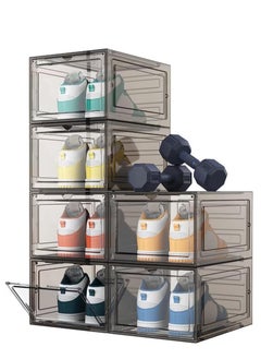 XiuWoo Shoe Storage Box, 6 Pack Shoe Box Clear Plastic Stackable, Shoe Storage with Magnetic Front Door, Sturdy Durable Plastic Shoe Organizer, for Shoe Containers, Shoe Display Case(34*27*19)  - Image 1