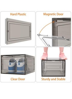 XiuWoo Shoe Storage Box, 6 Pack Shoe Box Clear Plastic Stackable, Shoe Storage with Magnetic Front Door, Sturdy Durable Plastic Shoe Organizer, for Shoe Containers, Shoe Display Case(34*27*19)  - Image 5