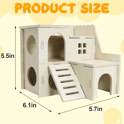 lenpestia Hamster Hideout Tiny Maze Wood House with Slide Hamster House and Habitat Wooden Hide Hut for Dwarf Gerbils Mouse Mice and Other Small Animals (Pygmy Rats Only) - Image 2
