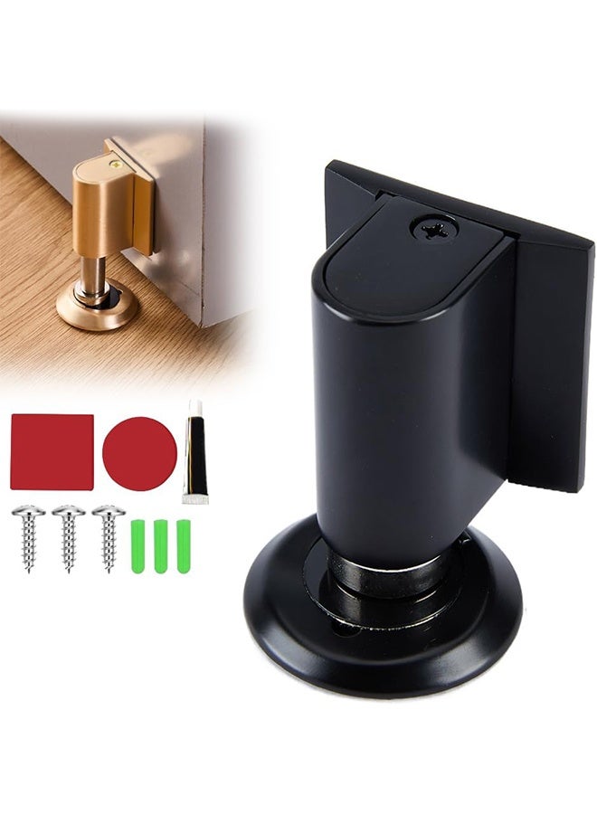 New Door Wedge Stopper, Magnetic Doors Stoppers for Bottom of Door, No Drill Invisible Doorstops for Inside Door, Heavy Duty Magnetic Doors Catch Holder to Keep Doors Open (Black) - Image 1