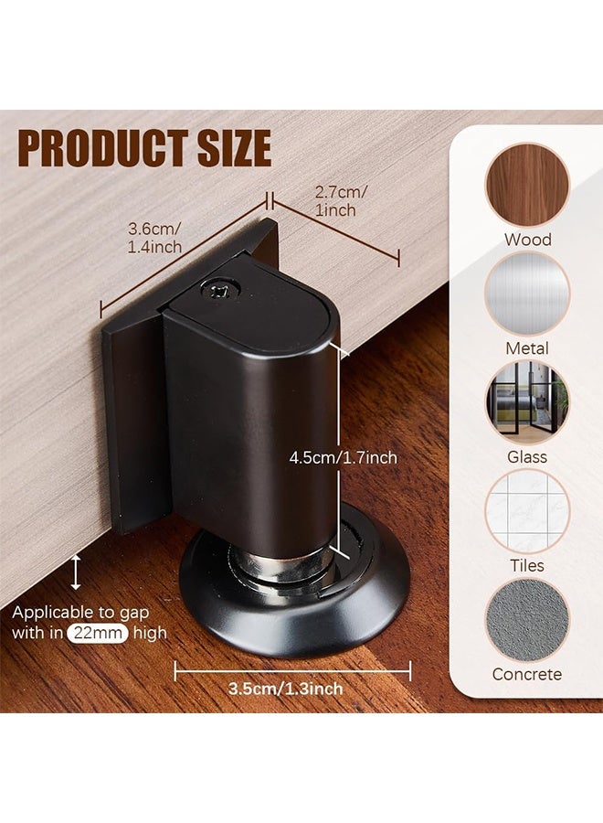 New Door Wedge Stopper, Magnetic Doors Stoppers for Bottom of Door, No Drill Invisible Doorstops for Inside Door, Heavy Duty Magnetic Doors Catch Holder to Keep Doors Open (Black) - Image 2