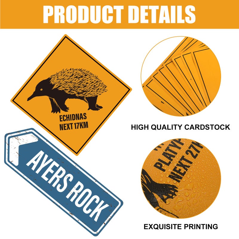 PerKoop 16 Pieces Australian Party Decoration Outback Road Sign Cutouts Australian Theme Outback Road Street Sign G'day Mate Wall Decor for Festive Occasions - Image 4