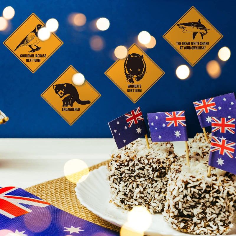 PerKoop 16 Pieces Australian Party Decoration Outback Road Sign Cutouts Australian Theme Outback Road Street Sign G'day Mate Wall Decor for Festive Occasions - Image 3
