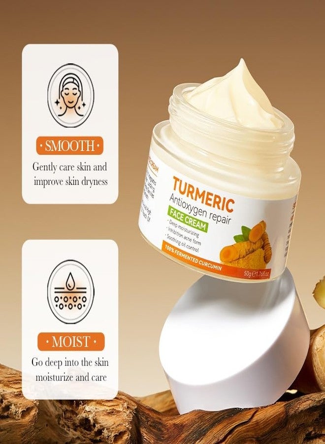 gcdat Turmeric Face Cream, Anti-Aging Facial Cream, Turmeric Face Cream with Vitamin C for Hydrating, Firming, Tightening Skin, Natural Turmeric Face Repair Cream for Normal, Dry, Oily & Combination Skin - Image 4