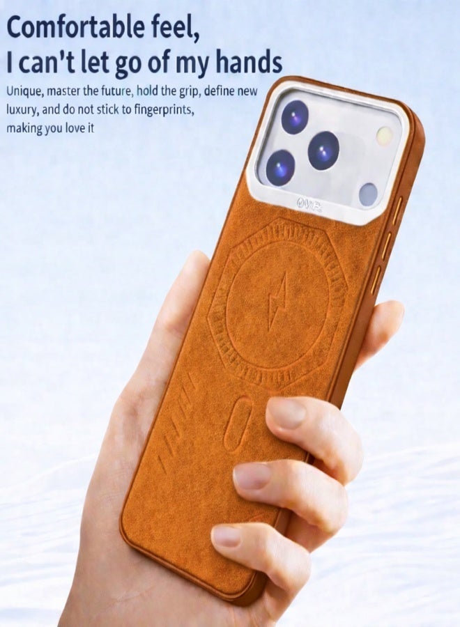 في آر كرييتيف غطاء فاخر من الجلد متوافق مع MagSafe لهاتف iPhone 17 Pro Max - غطاء شحن لاسلكي مغناطيسي، مقاوم للصدمات، حماية عالية للكاميرا – أزرق - Image 4